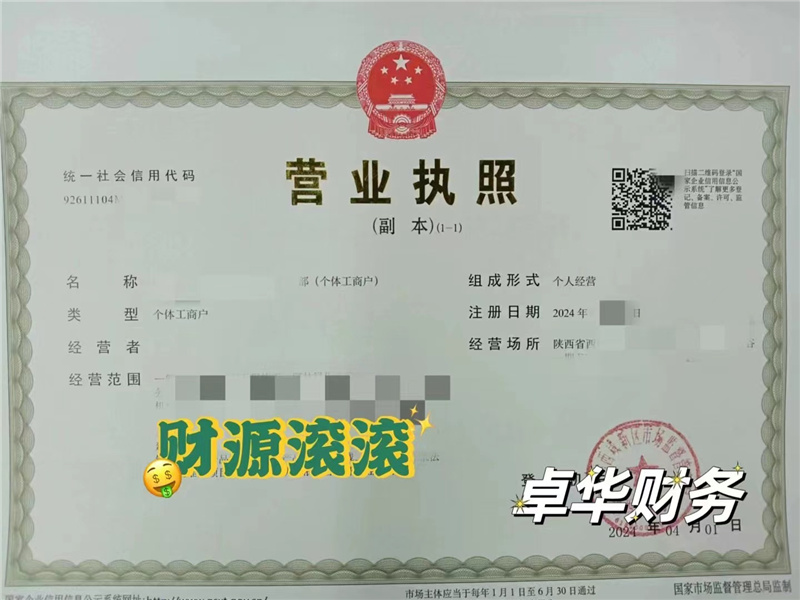 公司营业执照1个